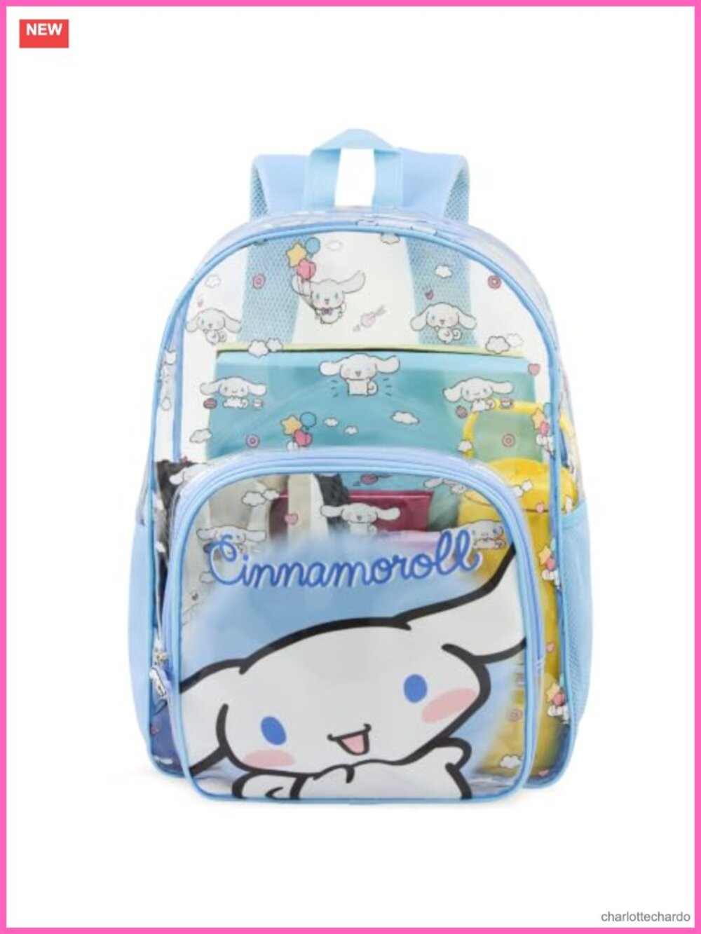 Transparent Clear Backpack with Sanrio Kawaii Print, Daypack Backpack, PVC and